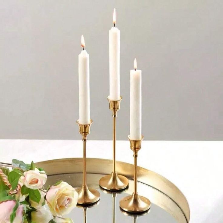 MODERN GOLD CANDLE HOLDER SET OF 3