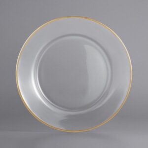 Clear Glass Charger Plate with Gold Rim
