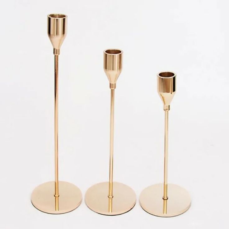 MODERN GOLD CANDLE HOLDER SET OF 3 - Image 2