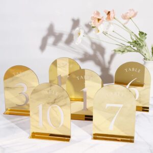 Gold Mirror Arch Wedding Table Numbers