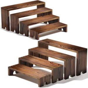 Large Wooden Tiered Display Stands 4 Tier Stackable Pine Wood Display